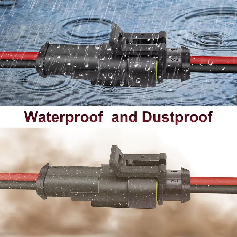 BFXM 20Pcs Car Waterproof Electrical Connector, 2 Pin Connector, 16 AWG 2 Wire Waterproof Connector, Car Electrical Connectors for Automobiles, Trucks, Boats, Motorcycles - Image 4